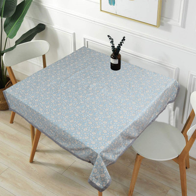 Go Texstylers Cotton 6 Seater Abstract Table Cover(Blue)