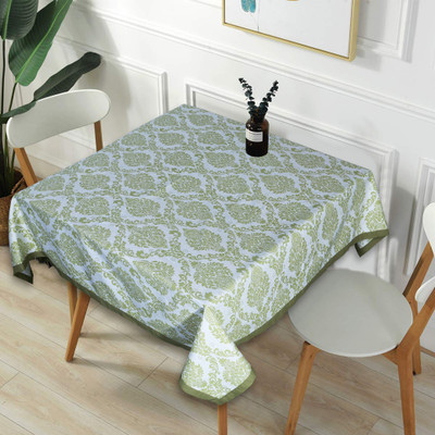 Texstylers Cotton 4 Seater Paisley Table Cover(Light Green)