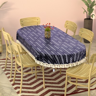 HOMESTIC Floral 6 Seater Table Cover(White, Blue, PVC)