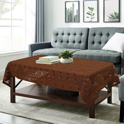 LEAFNEST Self Design 4 Seater Table Cover(Brown, Cotton)
