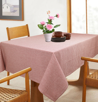 AIRWILL Checkered 4 Seater Table Cover(Red, Cotton)
