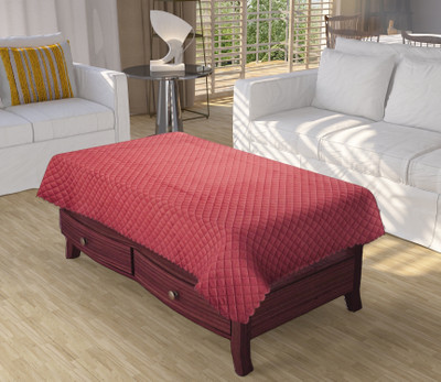 WiseHome Checkered 4 Seater Table Cover(Maroon, Velvet)