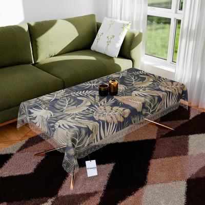 HOMESTIC Self Design 4 Seater Table Cover(Black, PVC)
