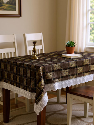 CASA FURNISHING Polyester 6 Seater Floral Table Cover(Brown)