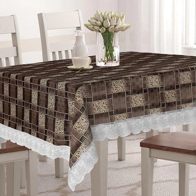 CASA FURNISHING Polyester 6 Seater Floral Table Cover(Brown)