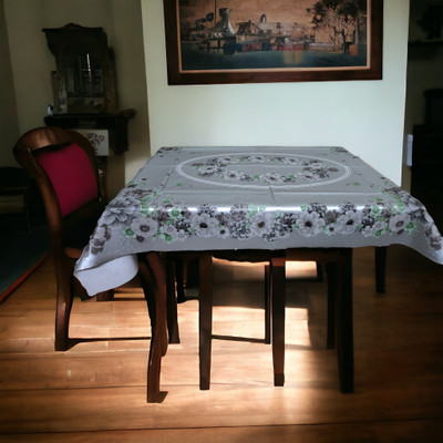 Mopak Decor Printed 4 Seater Table Cover(Silver, Polyester)
