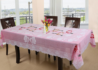 KUBER INDUSTRIES Cotton 6 Seater Floral Table Cover(Pink)