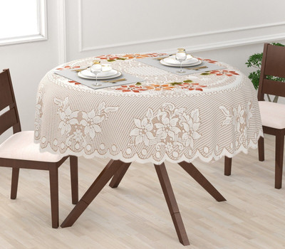 EASTTARDOMM Floral 6 Seater Table Cover(Beige, Cotton)