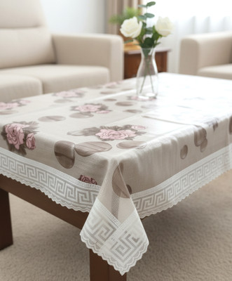 YUALIN CREATION PVC 6 Seater Printed Table Cover(Beige)
