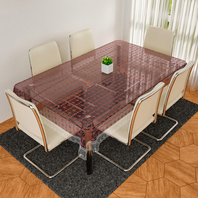 KUBER INDUSTRIES Geometric 6 Seater Table Cover(Brown, PVC)