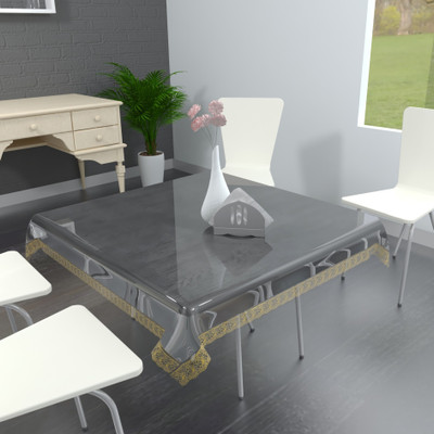 DECOLOGY Solid 2 Seater Table Cover(Trasparent, PVC)