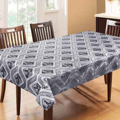 Dakshya Industries Printed 6 Seater Table Cover(Gray, PVC)