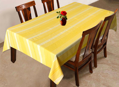 Oasis Hometex Cotton 4 Seater Striped Table Cover(Yellow)