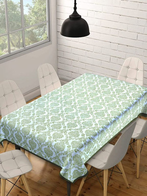 Texstylers Cotton 8 Seater Abstract Table Cover(Light Green)