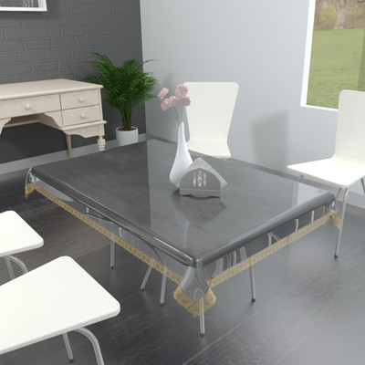 MONKDECOR Solid 4 Seater Table Cover(Transparent, PVC)