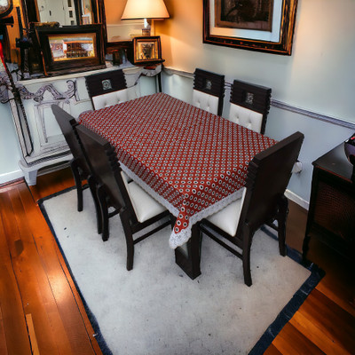 Mopak Decor Printed 4 Seater Table Cover(Maroon, Polyester)