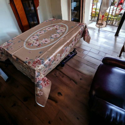 kashtu Printed 4 Seater Table Cover(Brown, Polyester)