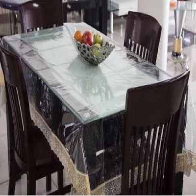 Radhe Krishna Solid 4 Seater Table Cover(White, PVC)