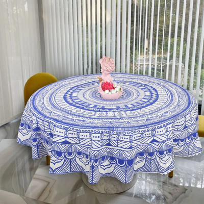 RajoDyana Printed 6 Seater Table Cover(Blue, Cotton)
