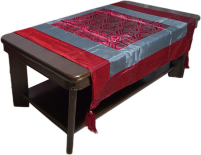 VILOHITA Silk 4 Seater Abstract Table Cover(Red, Grey)