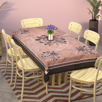 KUBER INDUSTRIES Floral 6 Seater Table Cover(Pink, Brown, Cotton)