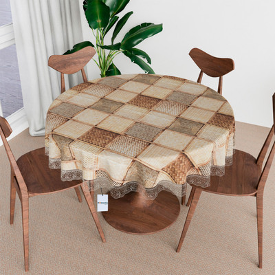HOMESTIC PVC 4 Seater Floral Table Cover(Brown)