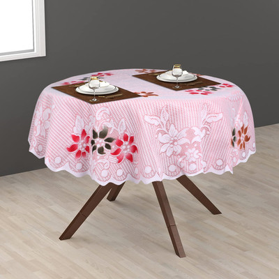 Dakshya Industries Cotton 2 Seater Floral Table Cover(Peach)