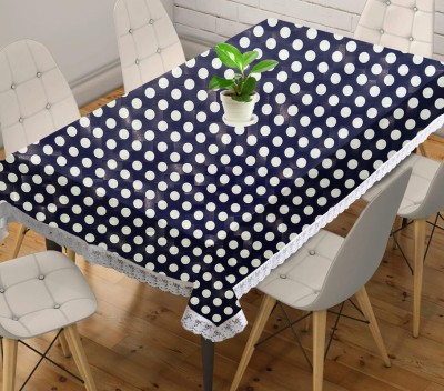 JM Homefurnishings Self Design 4 Seater Table Cover(Blue, White, PVC)