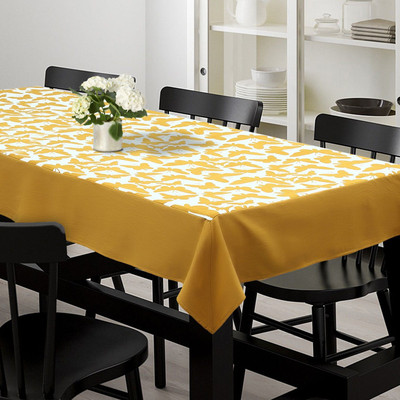 Dekor World Cotton 4 Seater Printed Table Cover(Yellow)