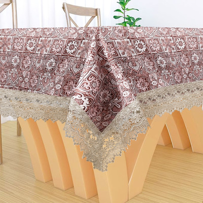 DECOLOGY Printed 8 Seater Table Cover(Maroon, Polyester)