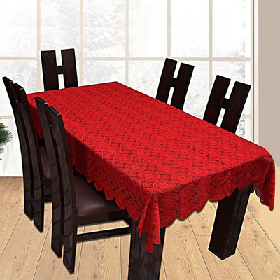 CASA FURNISHING Polyester 6 Seater Solid Table Cover(Maroon)