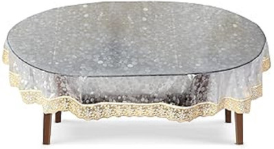 ZITIN PVC, Plastic 6 Seater Printed, Polka Table Cover(Gold)