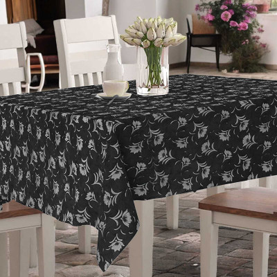 Jainco Decor Printed 6 Seater Table Cover(Black, PVC)