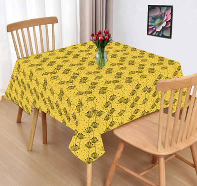 OASIS Printed 2 Seater Table Cover(Yellow, Cotton)