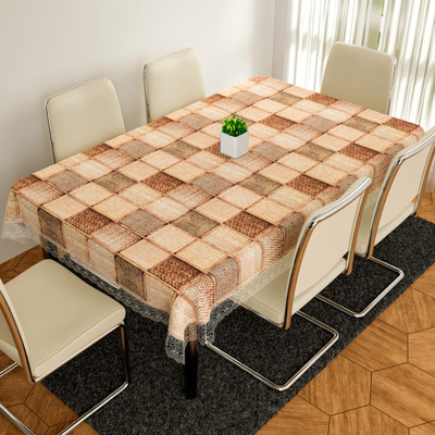 KUBER INDUSTRIES Self Design 6 Seater Table Cover(Brown, PVC)