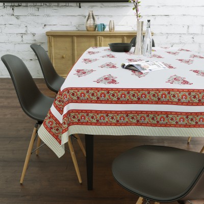 Blocks Of India Paisley 6 Seater Table Cover(Orange, Red, Cotton)