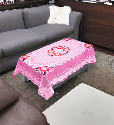 AP creation Self Design 4 Seater Table Cover(Pink Print, Cotton)