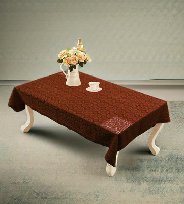 AP creation Self Design 4 Seater Table Cover(Brown, Cotton)