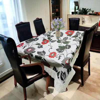 Mopak Decor Printed 6 Seater Table Cover(Grey, Polyester)