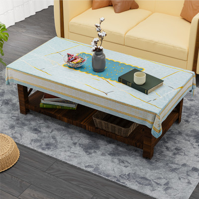 KUBER INDUSTRIES Self Design 4 Seater Table Cover(Grey, Blue, PVC)