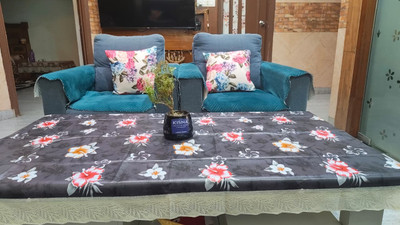 VHH Printed 4 Seater Table Cover(Black, Pink, PVC)