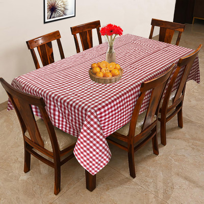 OASIS Cotton 6 Seater Checkered Table Cover(Red)