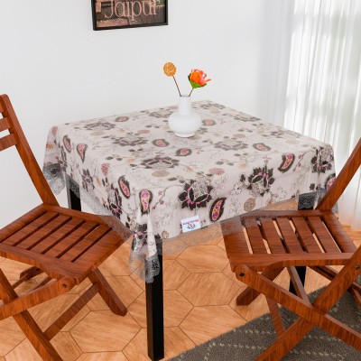 Heart Home Floral 4 Seater Table Cover(Black, PVC)