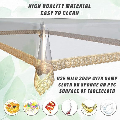 Faizandecor PVC 4 Seater Solid Table Cover(Golden)