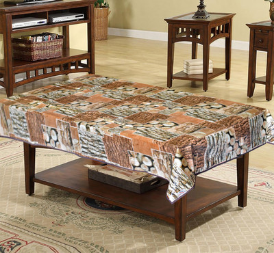 Heart Home Self Design 4 Seater Table Cover(Brown, PVC)