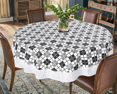 The Furnishing Tree Self Design 8 Seater Table Cover(Black, PVC)