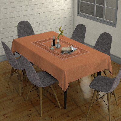 Sunrise Solid 6 Seater Table Cover(Peach, Polyester)