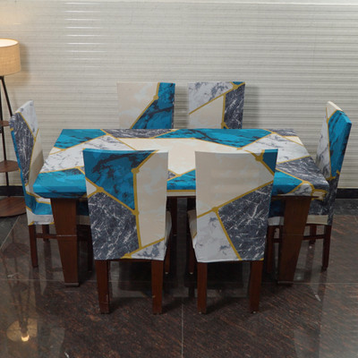 Eleganta Polyester, Spandex 6 Seater Printed Table Cover(Multicolor 4)