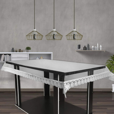Lariox PVC 4 Seater Printed Table Cover(Transparent White)