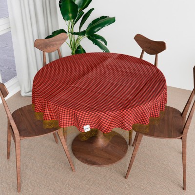 HOMESTIC Checkered 4 Seater Table Cover(Maroon, PVC)